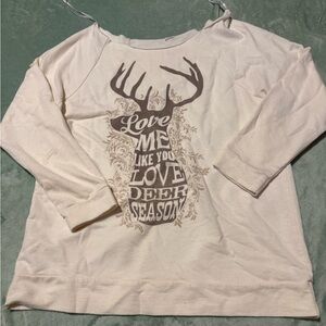 Cream Long Sleeve Deer Graphic Top